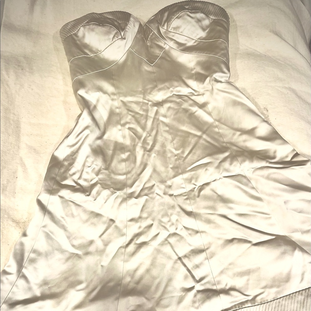 Bagley Mishka Silver strapless cocktail dress